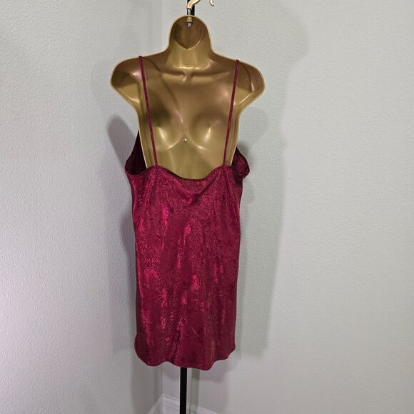Maroon Chemise Night Dress Womens Lg Ivory Lace Coquette Sexy Flirty Boudoir - Picture 4 of 8
